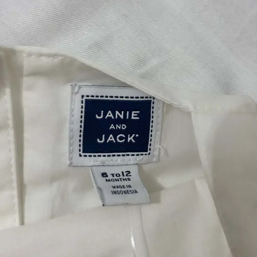 Janie and Jack White Eyelet Ruffle Bloomer Romper with Pink Bow